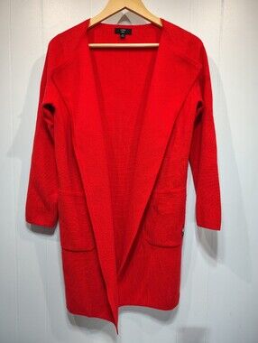 J.Crew Juliette Collarless Sweater Blazer XS Red Open Front Coatigan Gnome